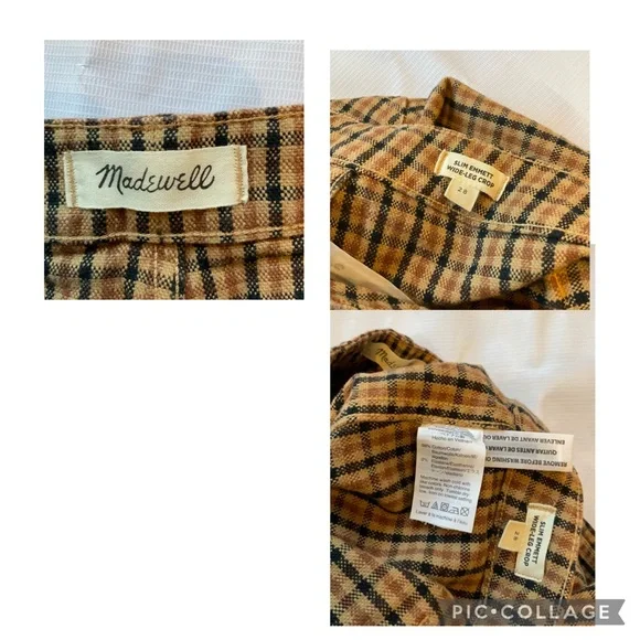 Madewell Plaid Slim Emmet Wide Leg Crop Pants Size 28 - Picture 15 of 15